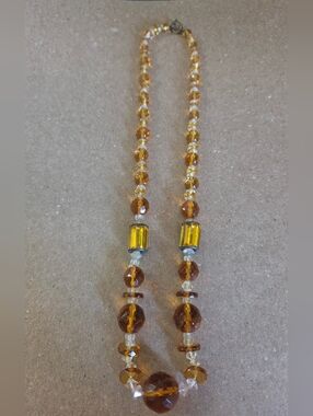 Antique Czech Amber Uranium Glass Necklace
